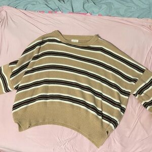 Promesa Tan and Brown Striped Sweater